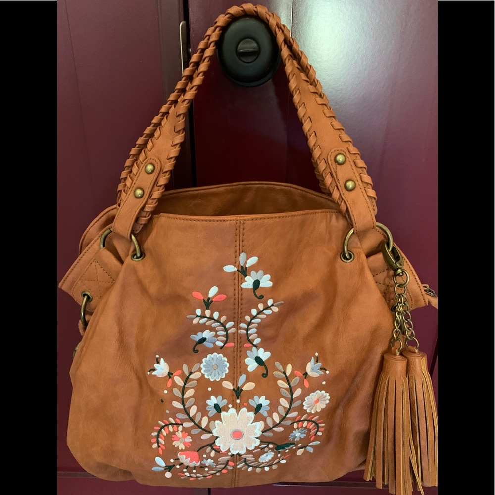 Big Buddha embroidered vegan leather purse
